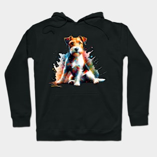 Parson Russell Terrier in Colorful Splashed Art Hoodie